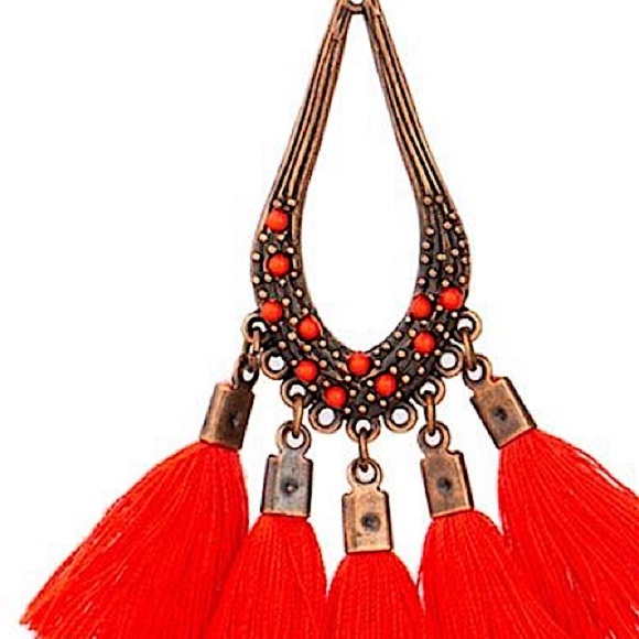 Boho Bronze Yarn Tassel Drop Fashion Earrings - Picture 2 of 2